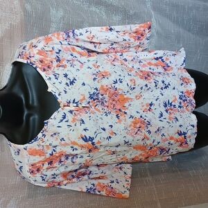 Old Navy Floral tunic, cream, orange, blue pink